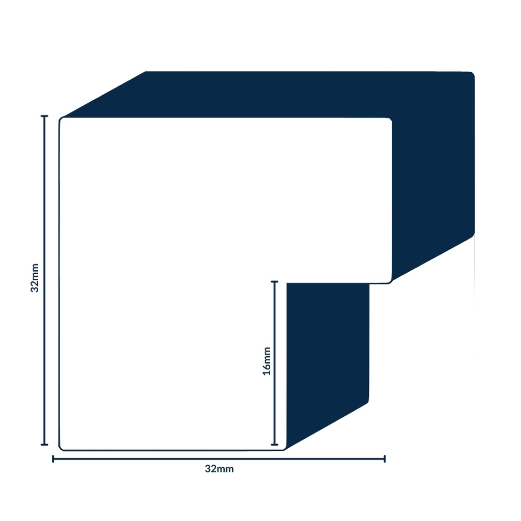 PS MOULDING W 32 X H 32 X L 2900MM MATT BLACK