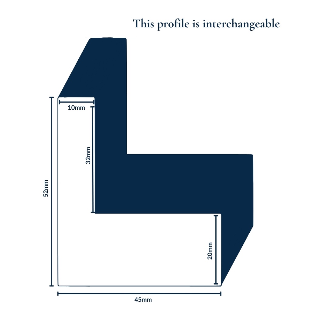PS MOULDING W 52 X H 45 X L 2900MM LIGHT GREY (CANVAS FLOATER 33MM) DUAL FACE 10/20MM