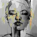 Print on Canvas Framed - FACE - Black & Gold(1000X1000) - 1139Z