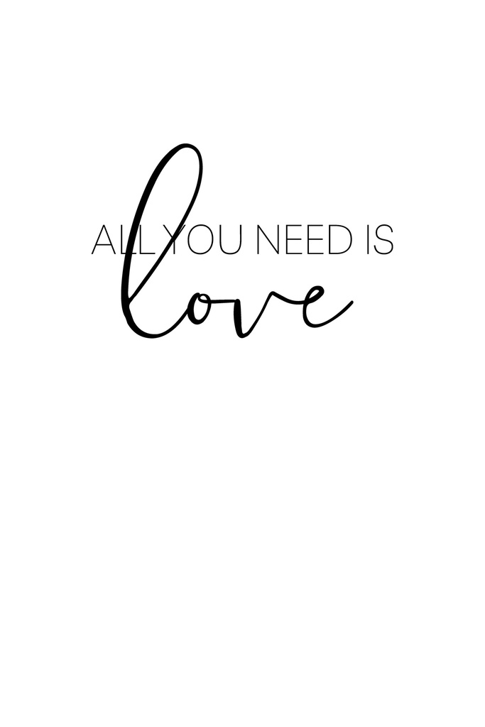 PRINT ON CANVAS WORD ART ALL YOU NEED IS LOVE 400X600MM