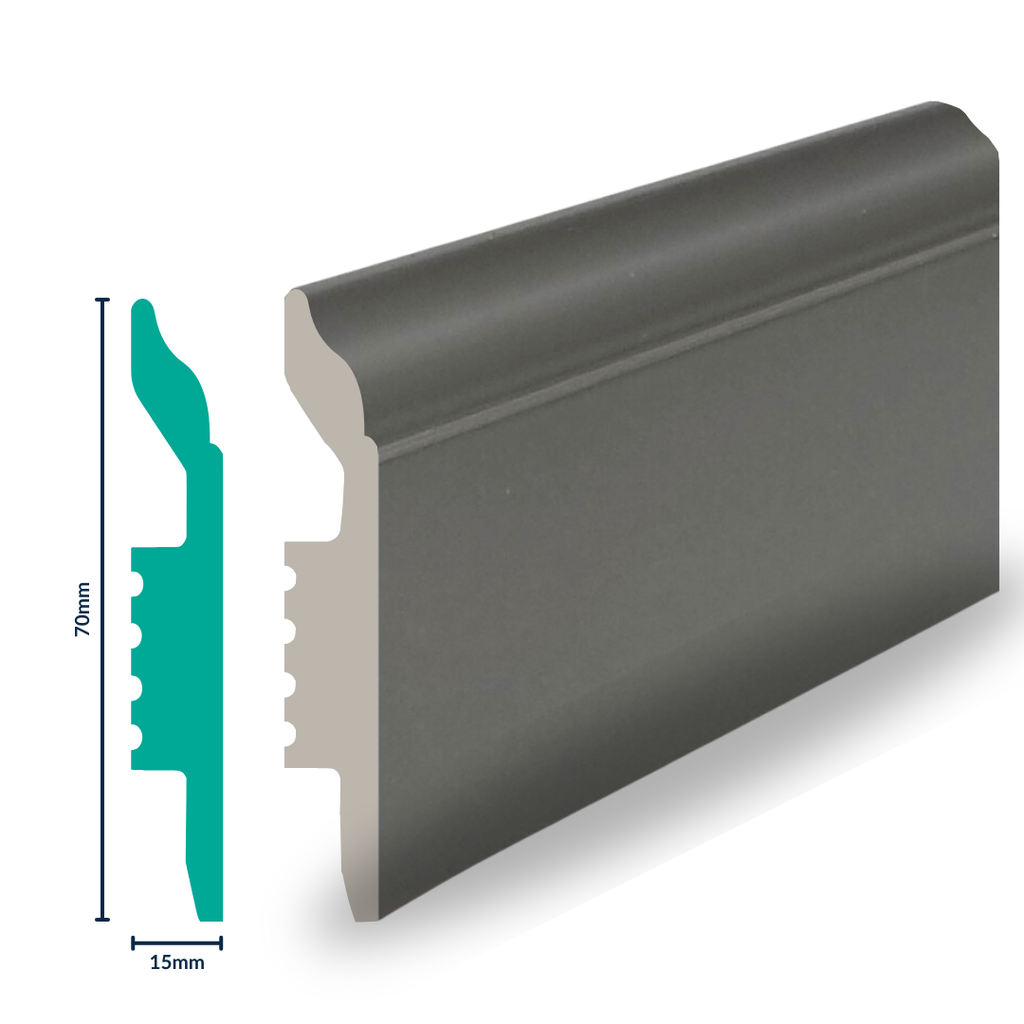HDPS SKIRTING H 70 X W 15 X L 2700MM  CASTLE GREY