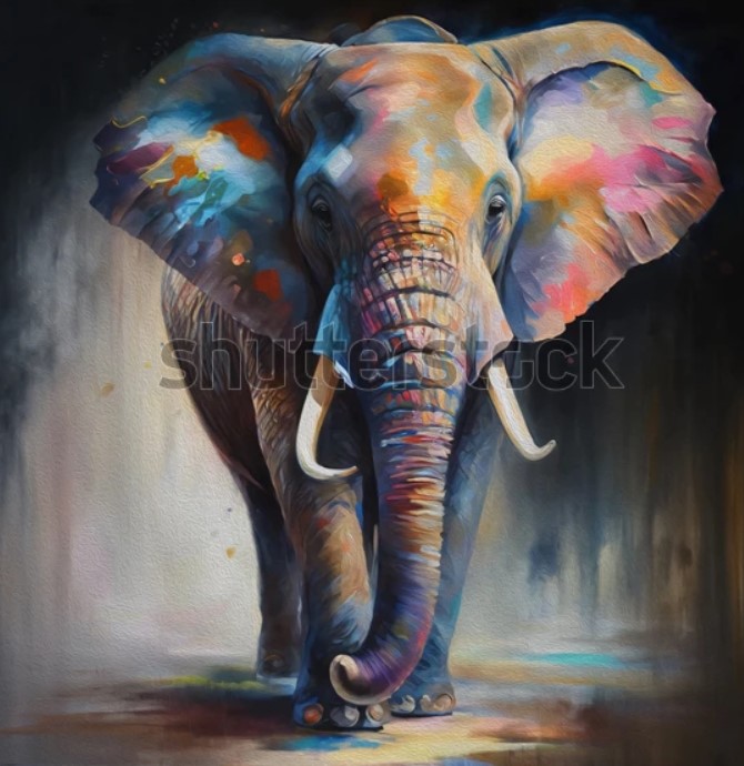PRINT ON CANVAS ELEPHANT 970X970MM