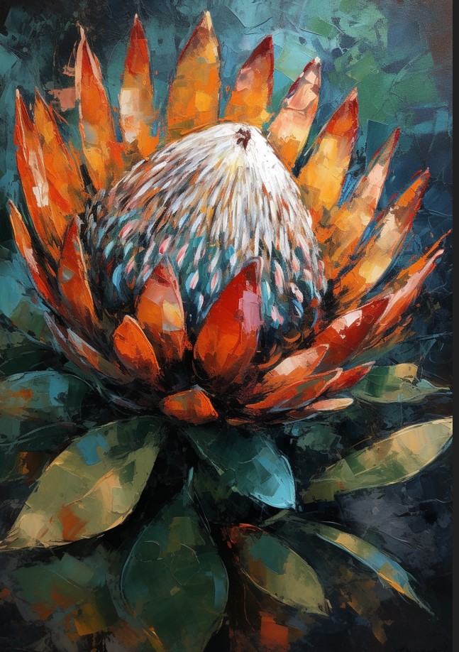 PRINT ON CANVAS PROTEA FLOWER 1200X800MM
