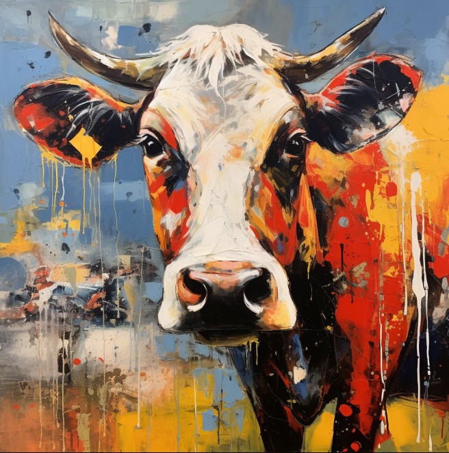 PRINTS ON CANVAS COW 800X800MM