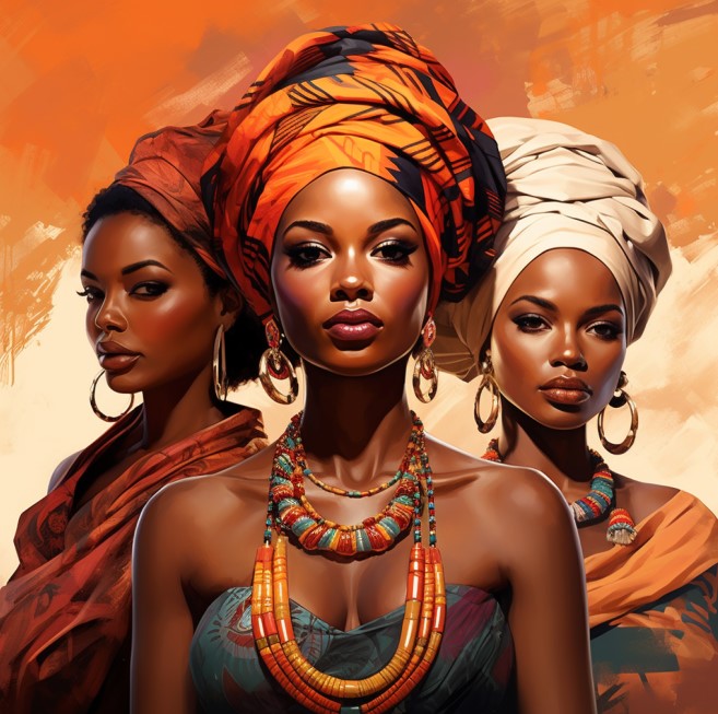 PRINT ON CANVAS FACE AFRICAN LADIES 800X800MM