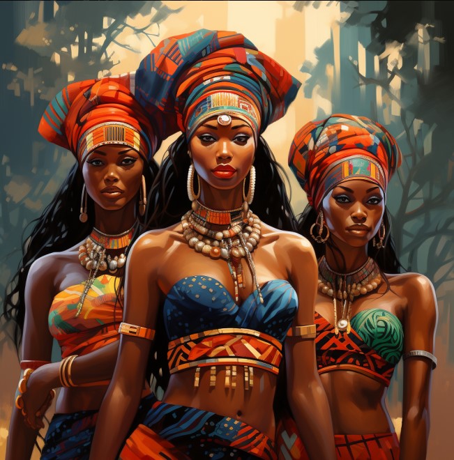 Print On Canvas Face African Ladies 800X800mm