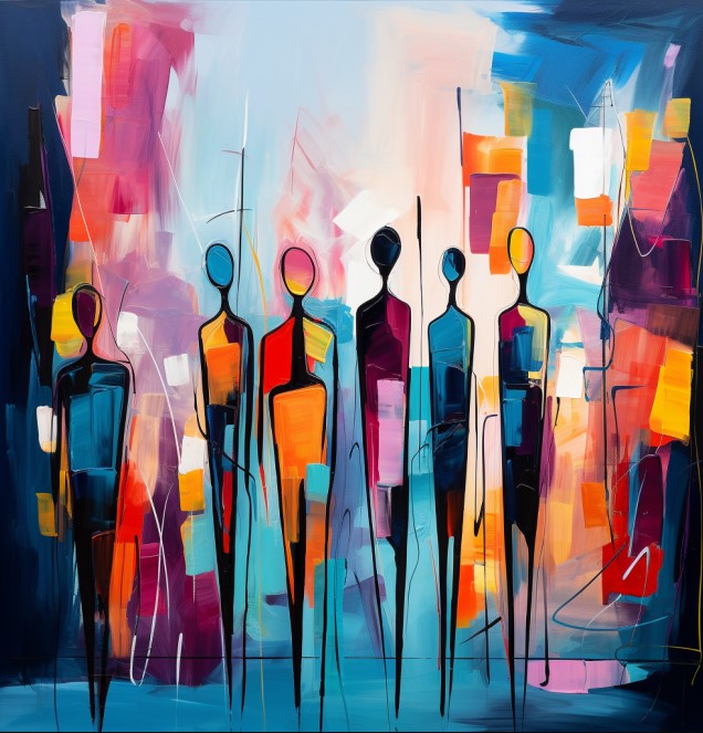 Print On Canvas Abstract People 800X800mm