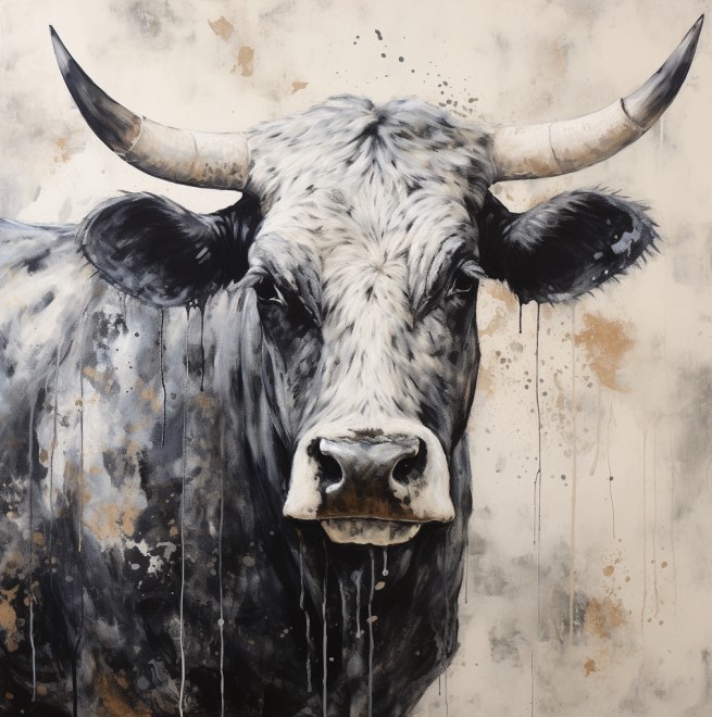Print On Canvas Cow 800X800mm
