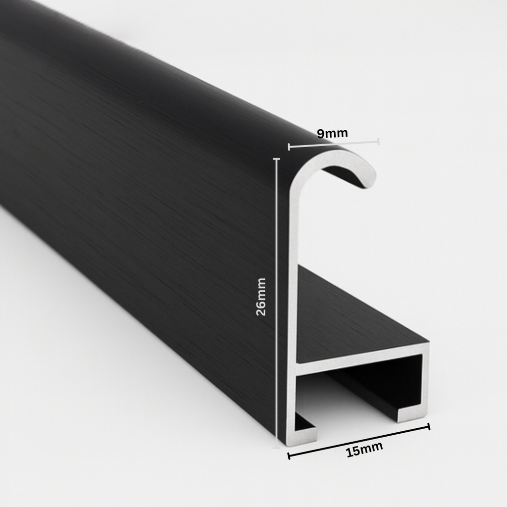 Aluminium Moulding W 16 X H 25 X L 2900mm Black