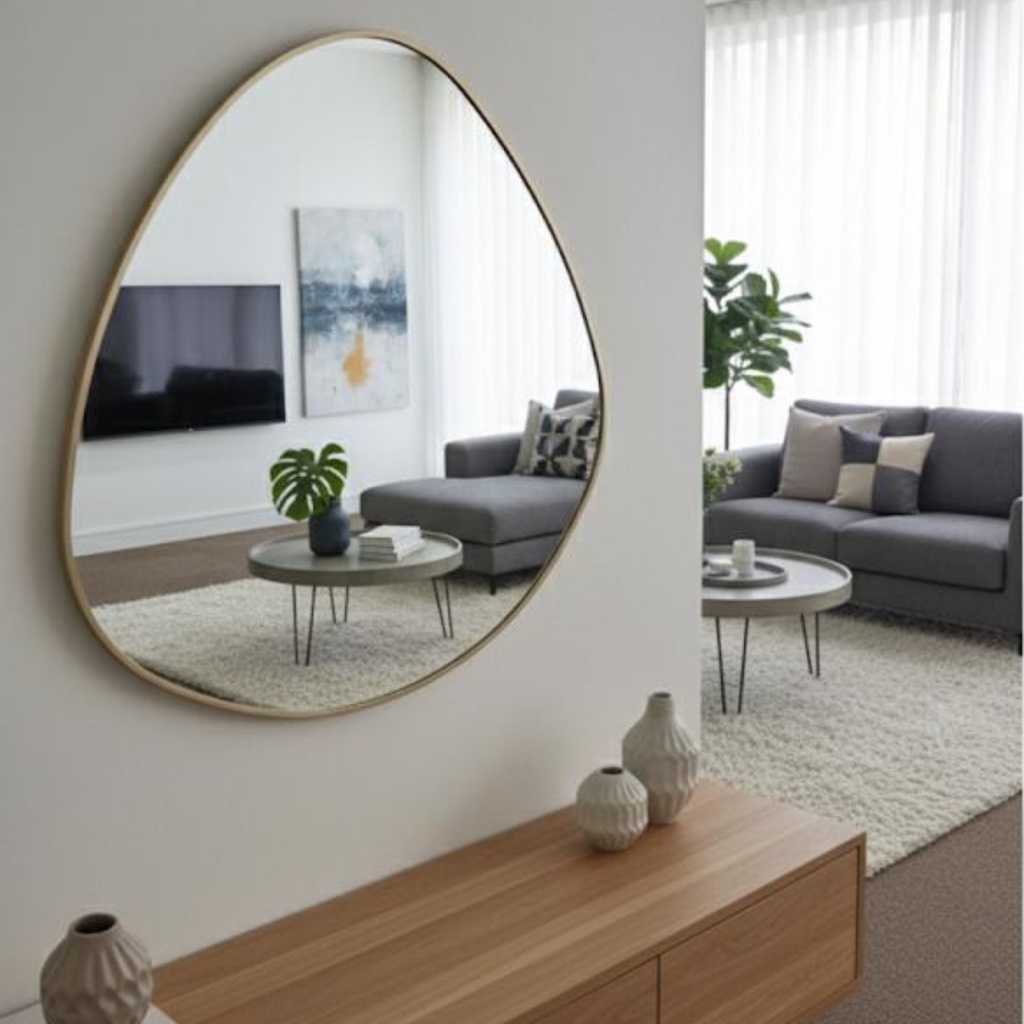 Mirror Pebble 860X860mm Antique Gold