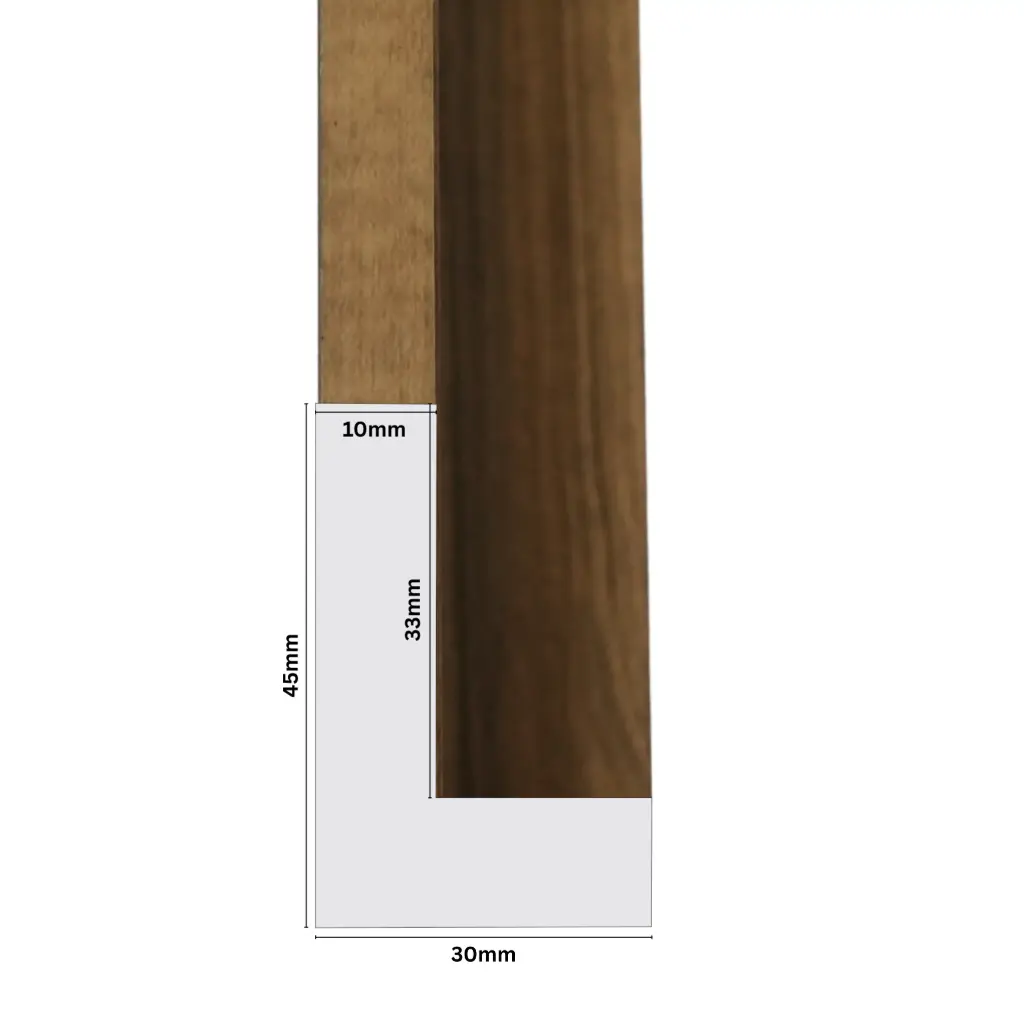 PS Moulding W 30 X H 45 X L 2900mm Natural Kiaat (Canvas Floater 33mm) 10mm Face