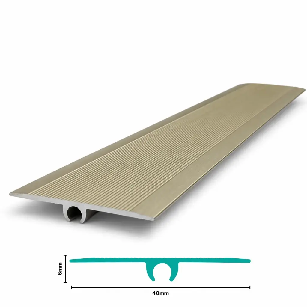 Aluminium Flooring Profile T-Piece  H 6 X W 40 X L 2700mm Champagne