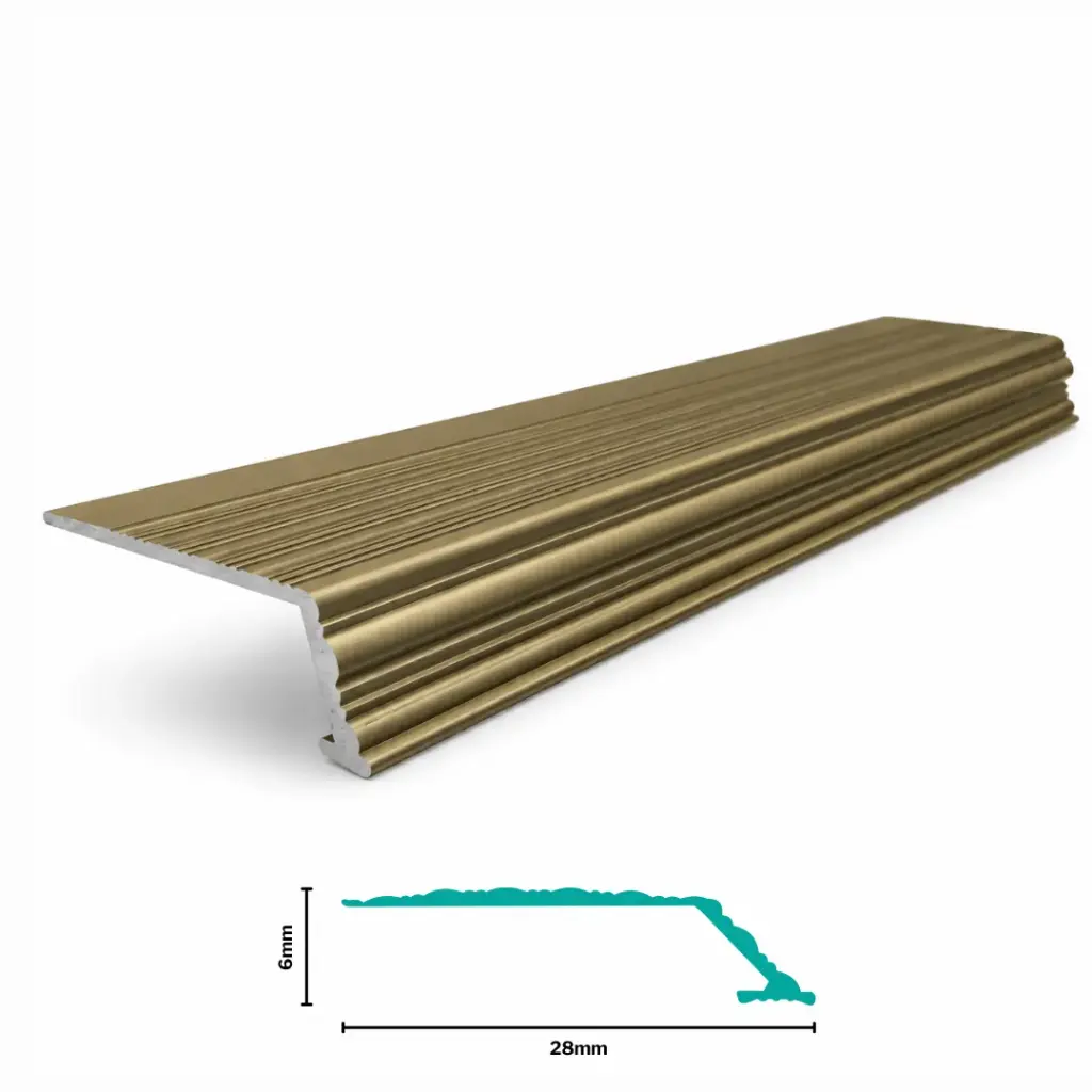 Aluminium Flooring Profile Cover Tread H 6 X W 28 X L 2700mm Champagne