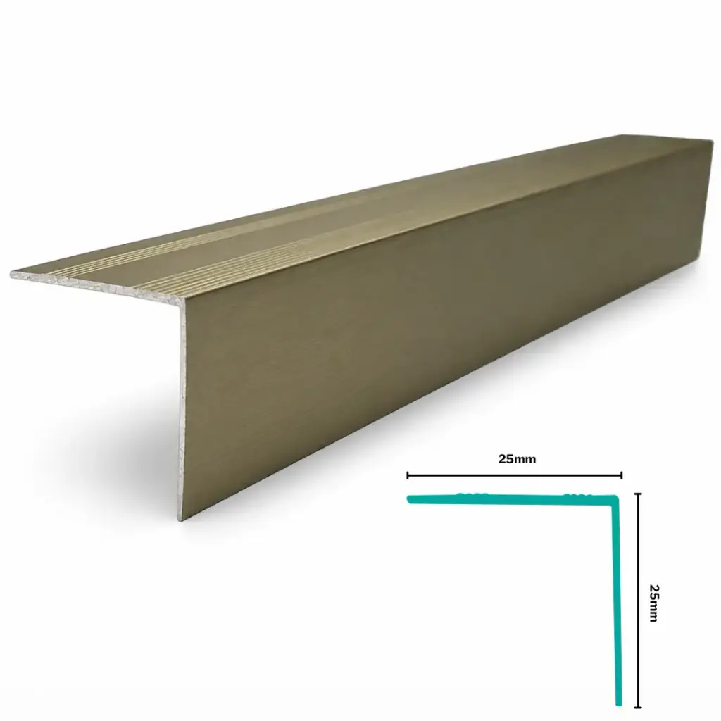 Aluminium Flooring Profile Stair Edge H 25 X W 25 X L 2700mm Champagne