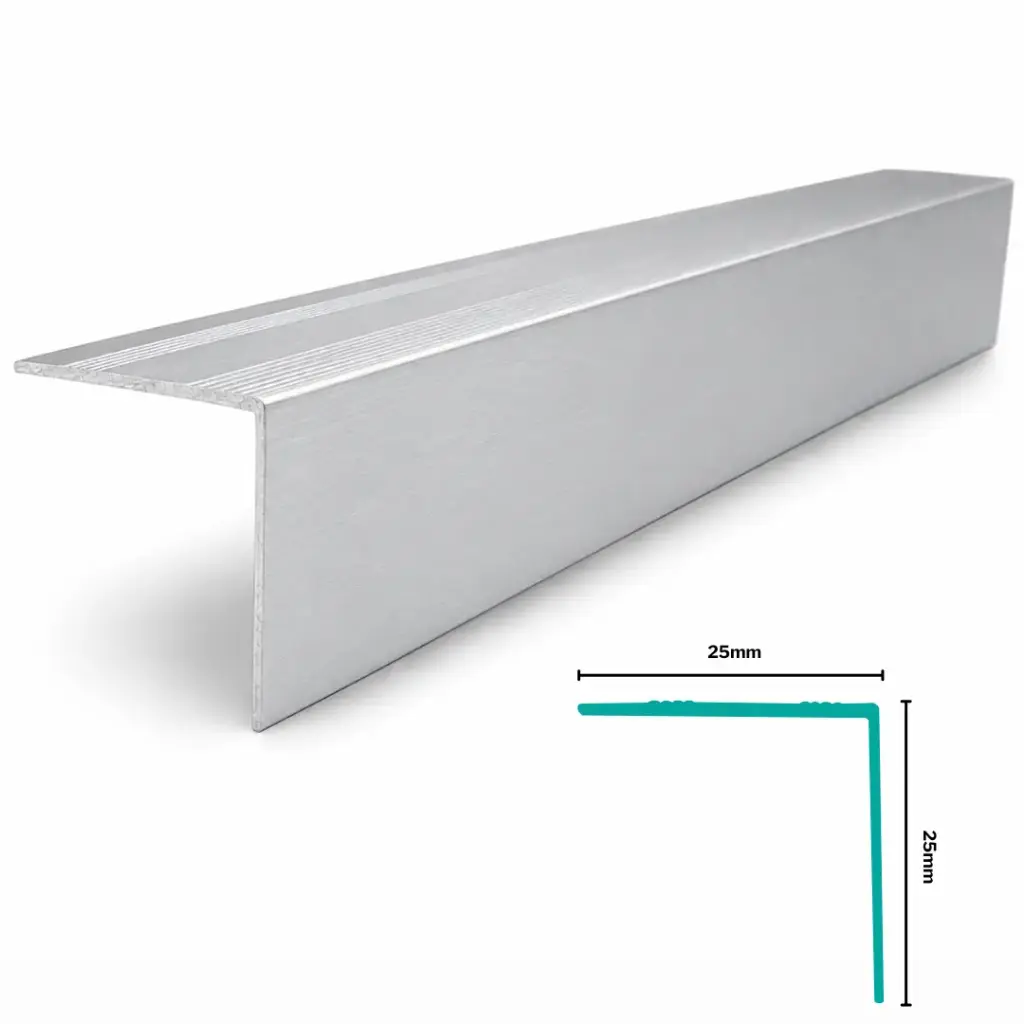 Aluminium Flooring Profile Stair Edge H 25 X W 25 X L 2700mm Silver