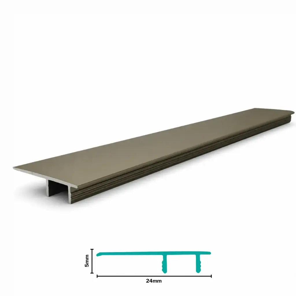 Aluminium Flooring Profile Vinyl End Piece H 5 X W 24 X L 2700mm Champagne