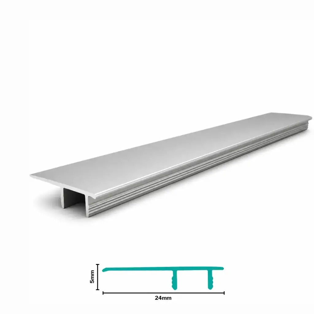 Aluminium Flooring Profile Vinyl End Piece H 5 X W 24 X L 2700mm Silver