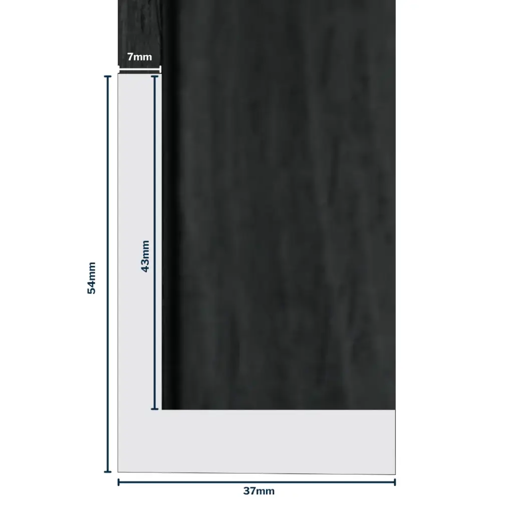 Wood Moulding W 37 X H 54 X L 2900mm Black (Canvas Floater 43mm) 7mm Face