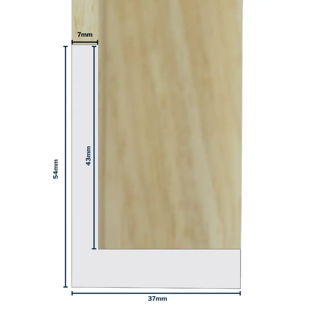 Wood Moulding W 37 X H 54 X L 2900mm Natural (Canvas Floater 43mm) 7mm Face