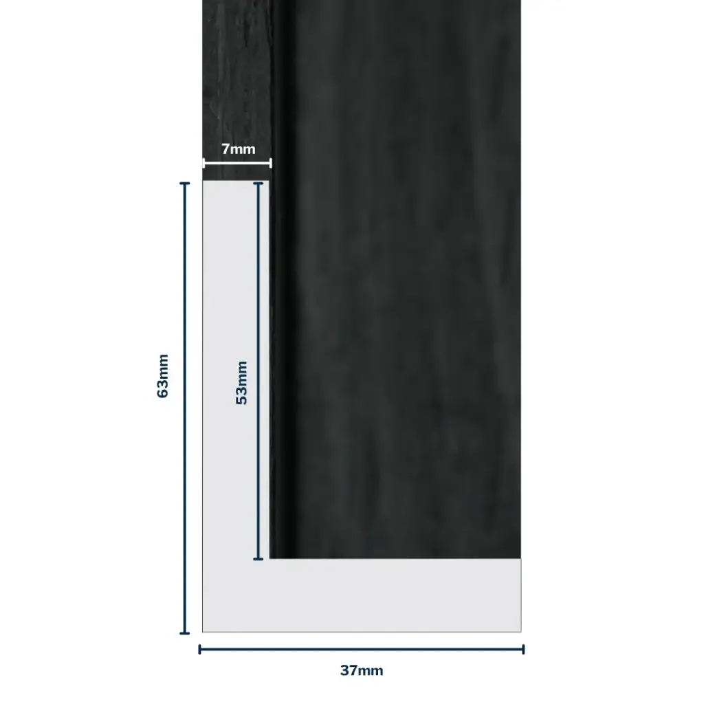 Wood Moulding W 37 X H 63 X L 2900mm Black (Canvas Floater 52mm) 7mm Face