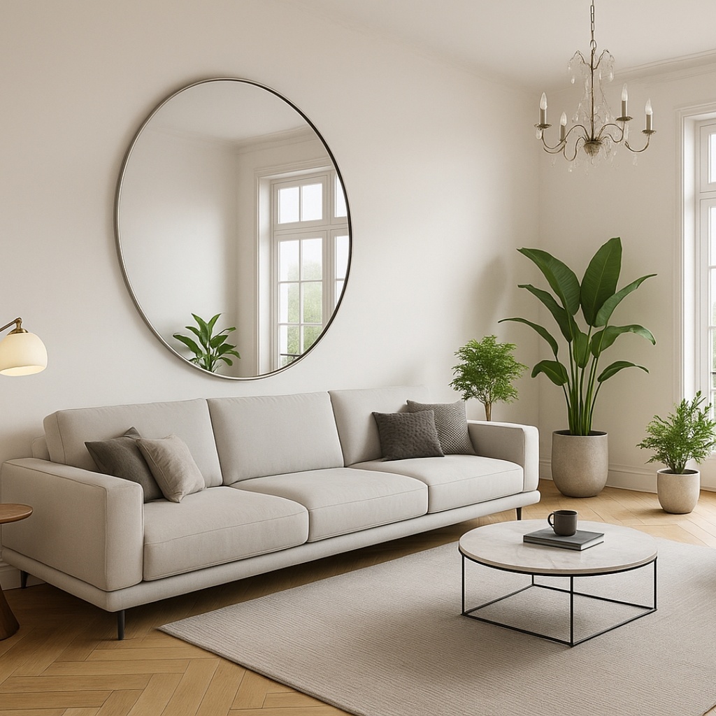 Mirror Round 1500mm Silver