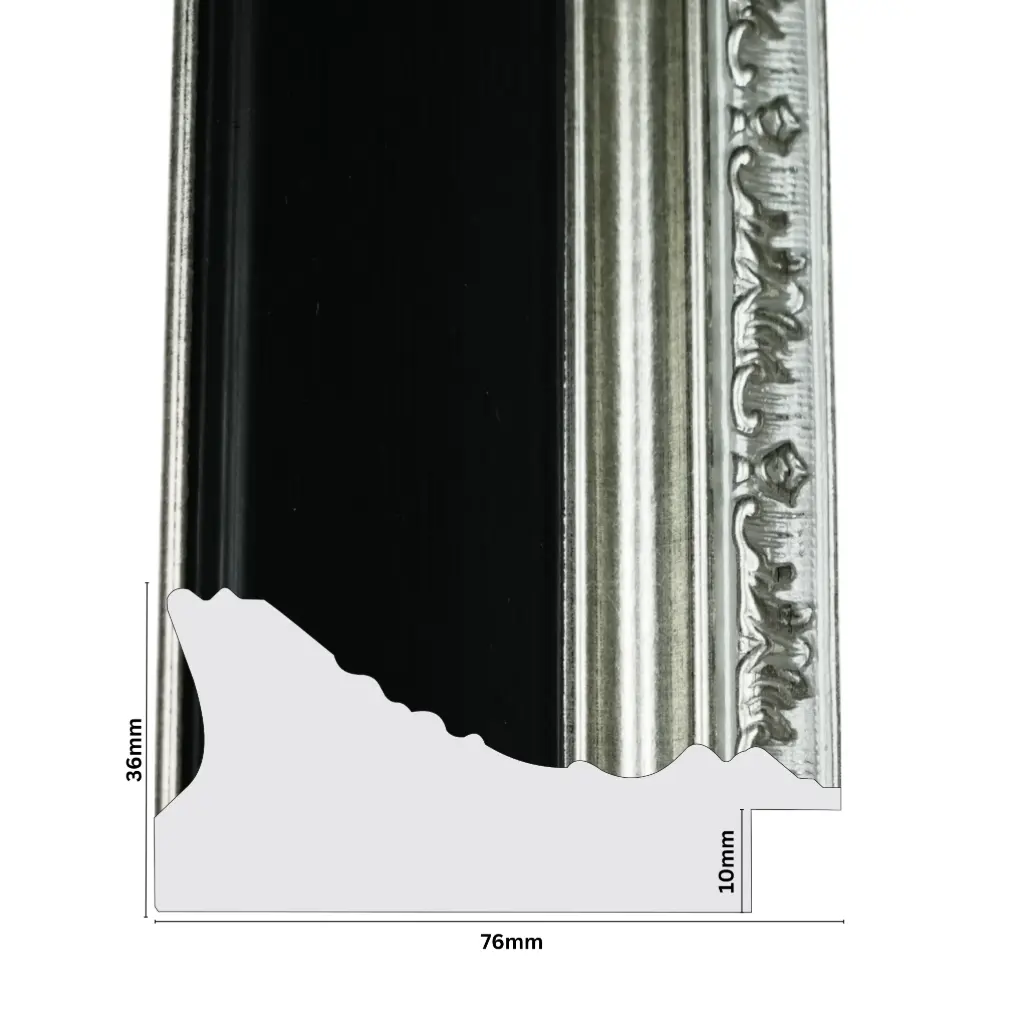 PS Moulding W 76 X H 36 X L 2900mm Black & Silver