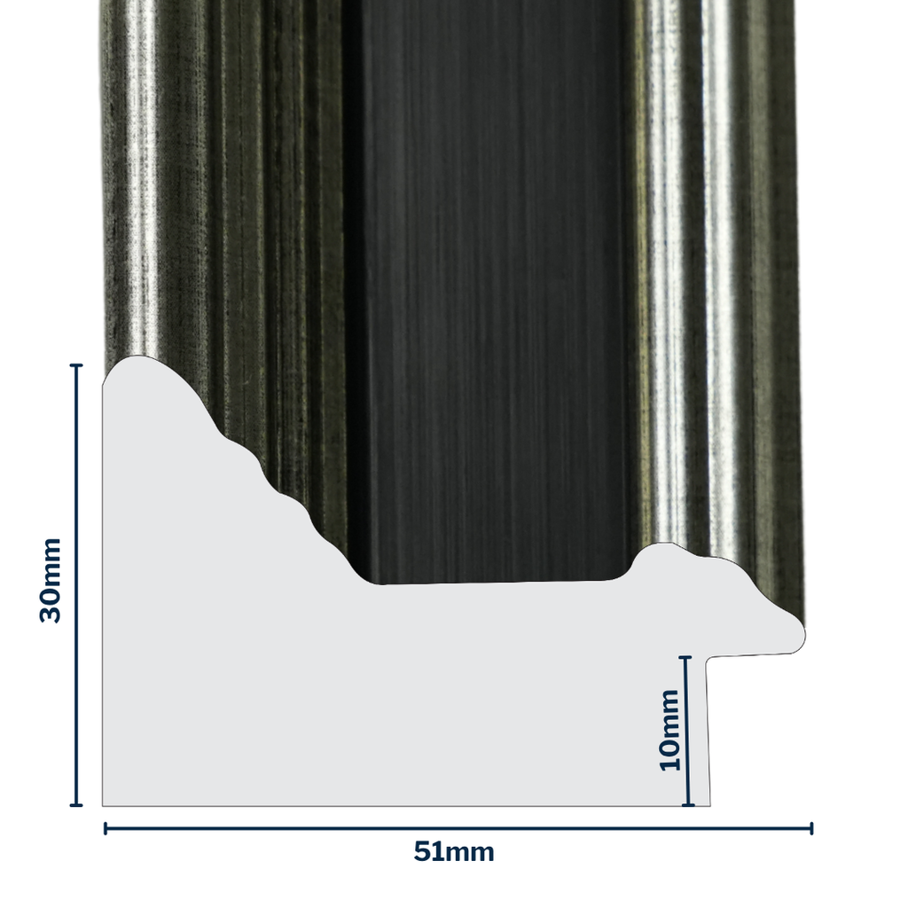 Q-Moulding W 51 X H 30 X L 2900mm Black & Silver