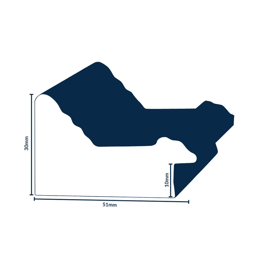 Q-Moulding W 51 X H 30 X L 2900mm Black & Silver