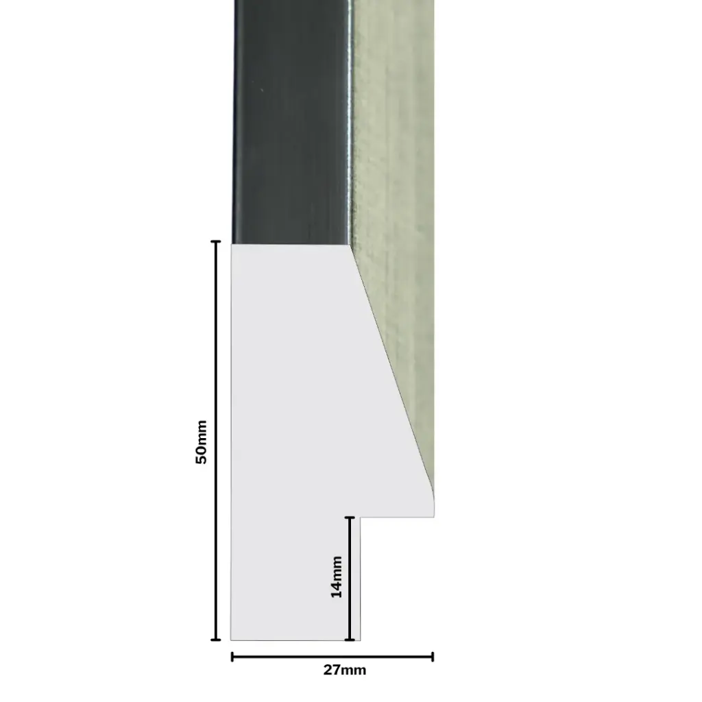 PS Moulding W 27 X H 50 X L 2900mm Silver & Black