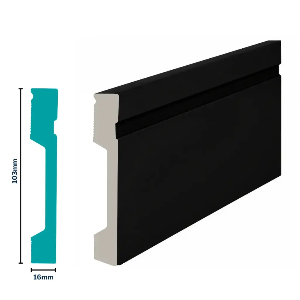 HDPS Skirting H 103 X W 16 X L 2700mm Jet Black