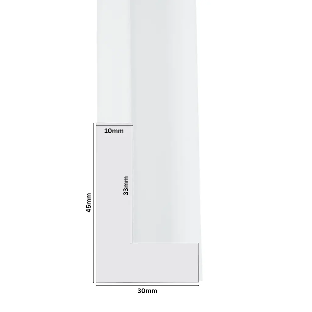 PS Moulding W 30 X H 45 X L 2900mm White (Canvas Floater 33mm) 10mm Face
