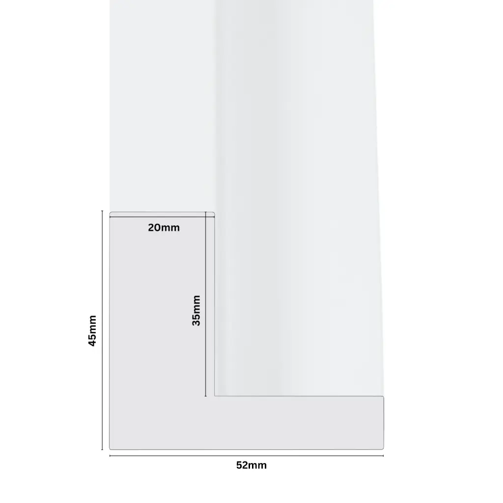 PS Moulding W 52 X H 45 X L 2900mm White (Canvas Floater 33mm) Dual Face 10/20mm