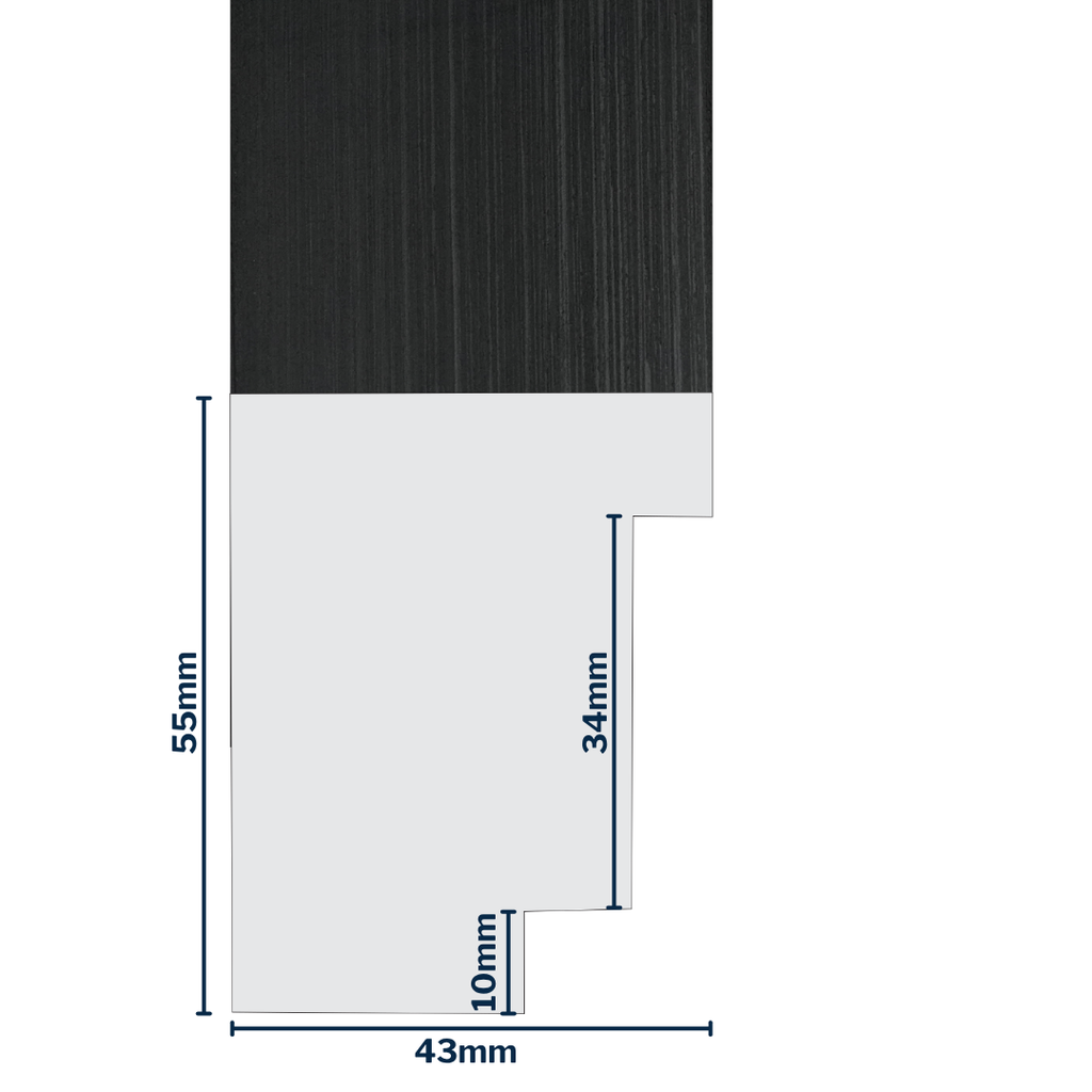 Q-Moulding W 42 X H 55 X L 2900mm Black