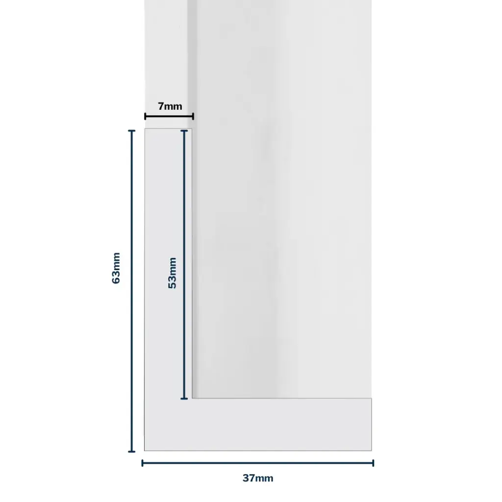 Wood Moulding W 37 X H 63 X L 2900mm White (Canvas Floater 52mm) 7mm Face