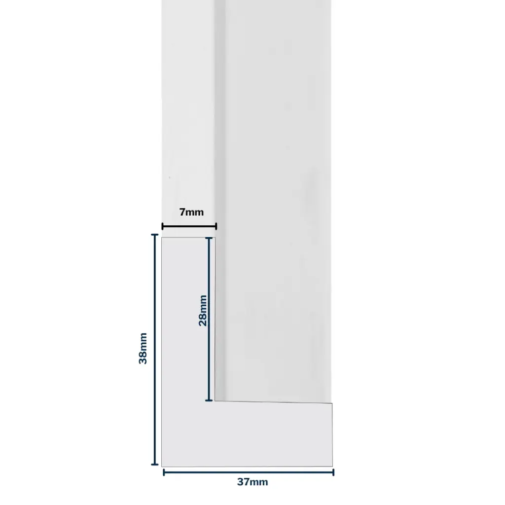 Wood Moulding W 37 X H 38 X L 2900mm White (Canvas Floater 27mm) 7mm Face
