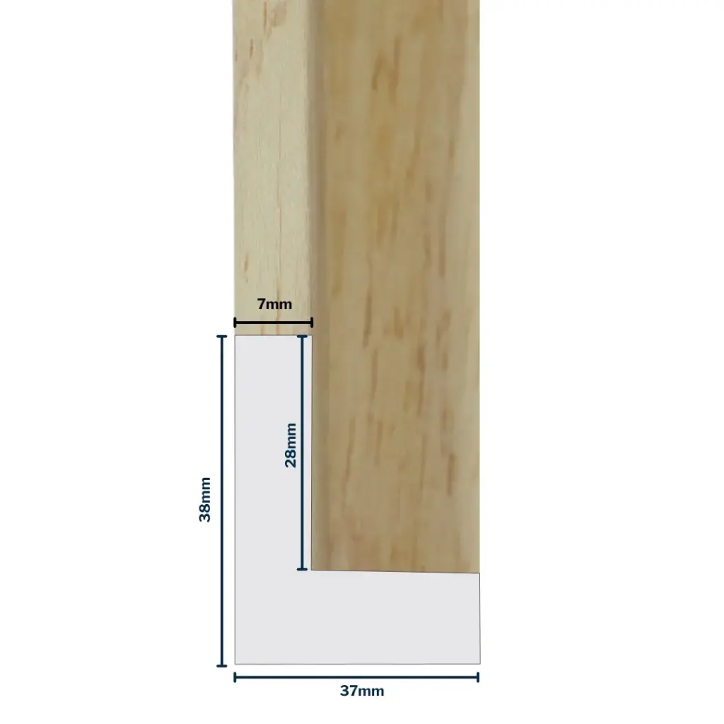 Wood Moulding W 37 X H 38 X L 2900mm Natural (Canvas Floater 27mm) 7mm Face