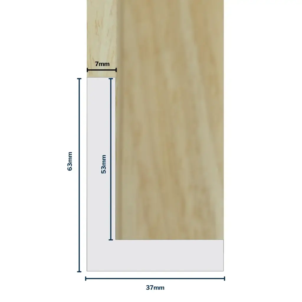 Wood Moulding W 37 X H 63 X L 2900mm Natural (Canvas Floater 52mm) 7mm Face