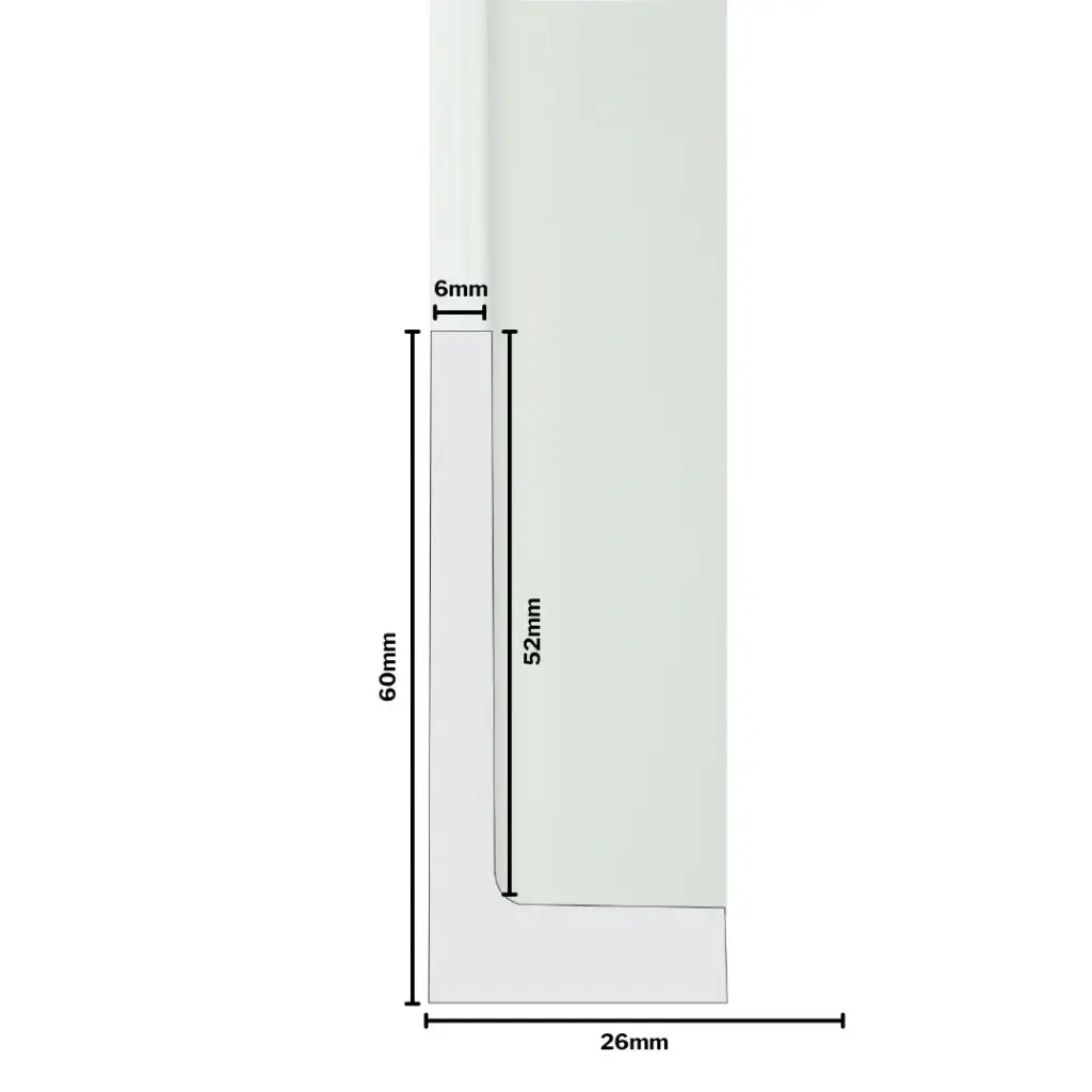 PS Moulding W 26 X H 60 X L 2900mm Alu White  (Canvas Floater 52mm) 6mm Face