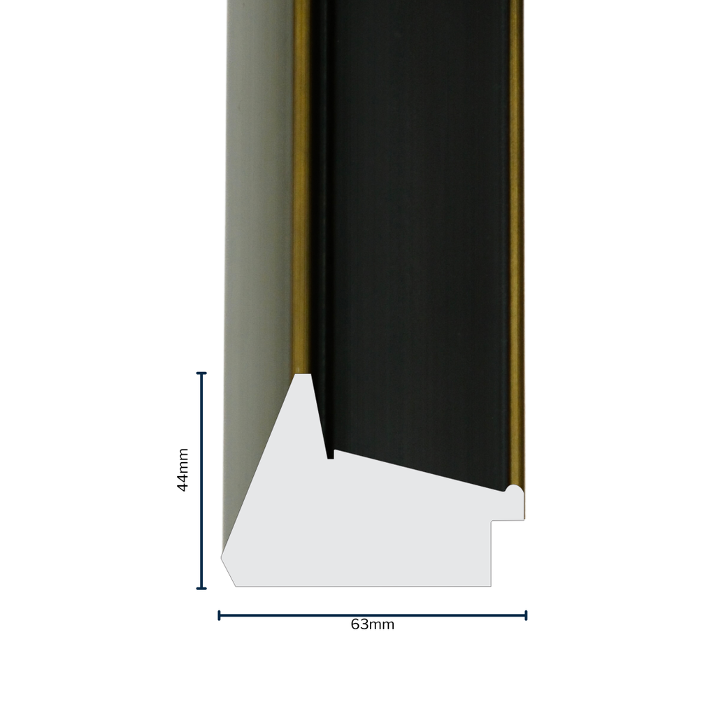 PS Moulding W 63 X H 44 X L 2900mm Gold & Black