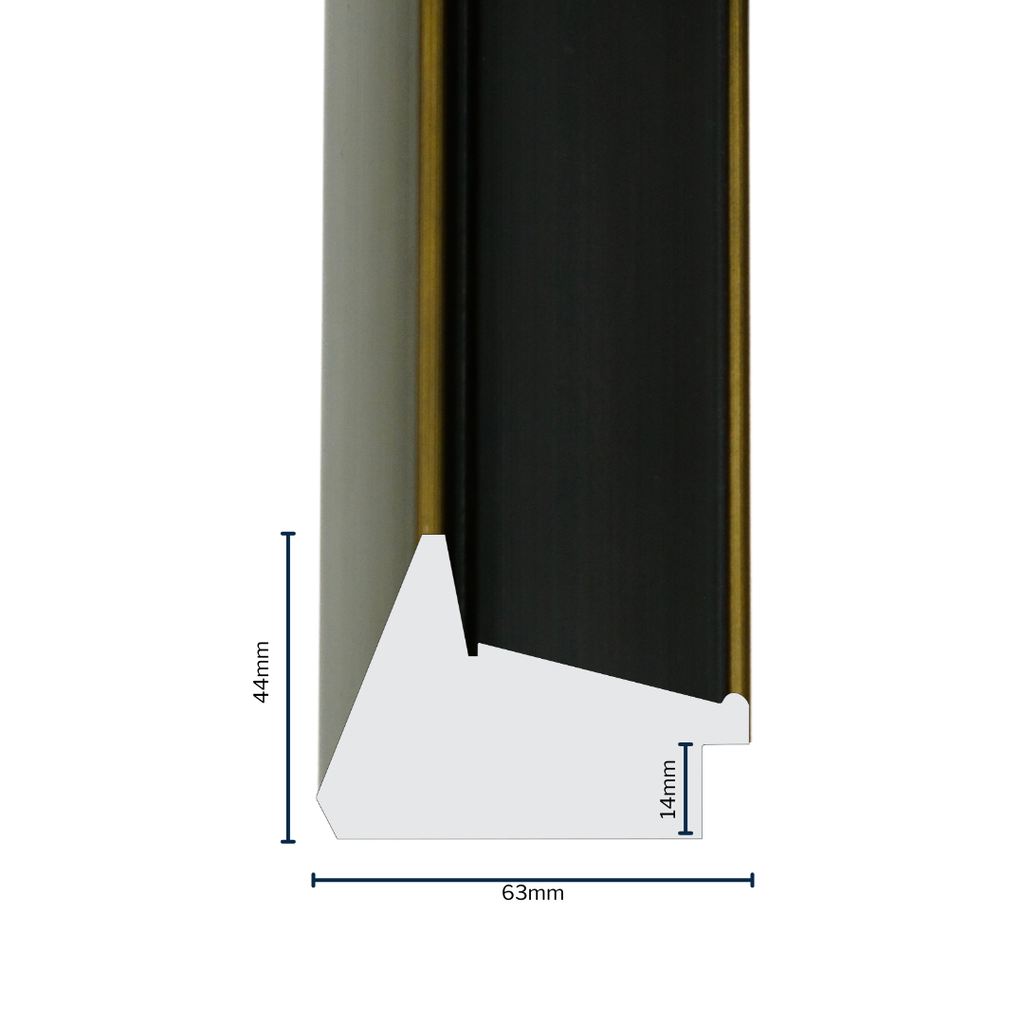 PS Moulding W 63 X H 44 X L 2900mm Gold & Black