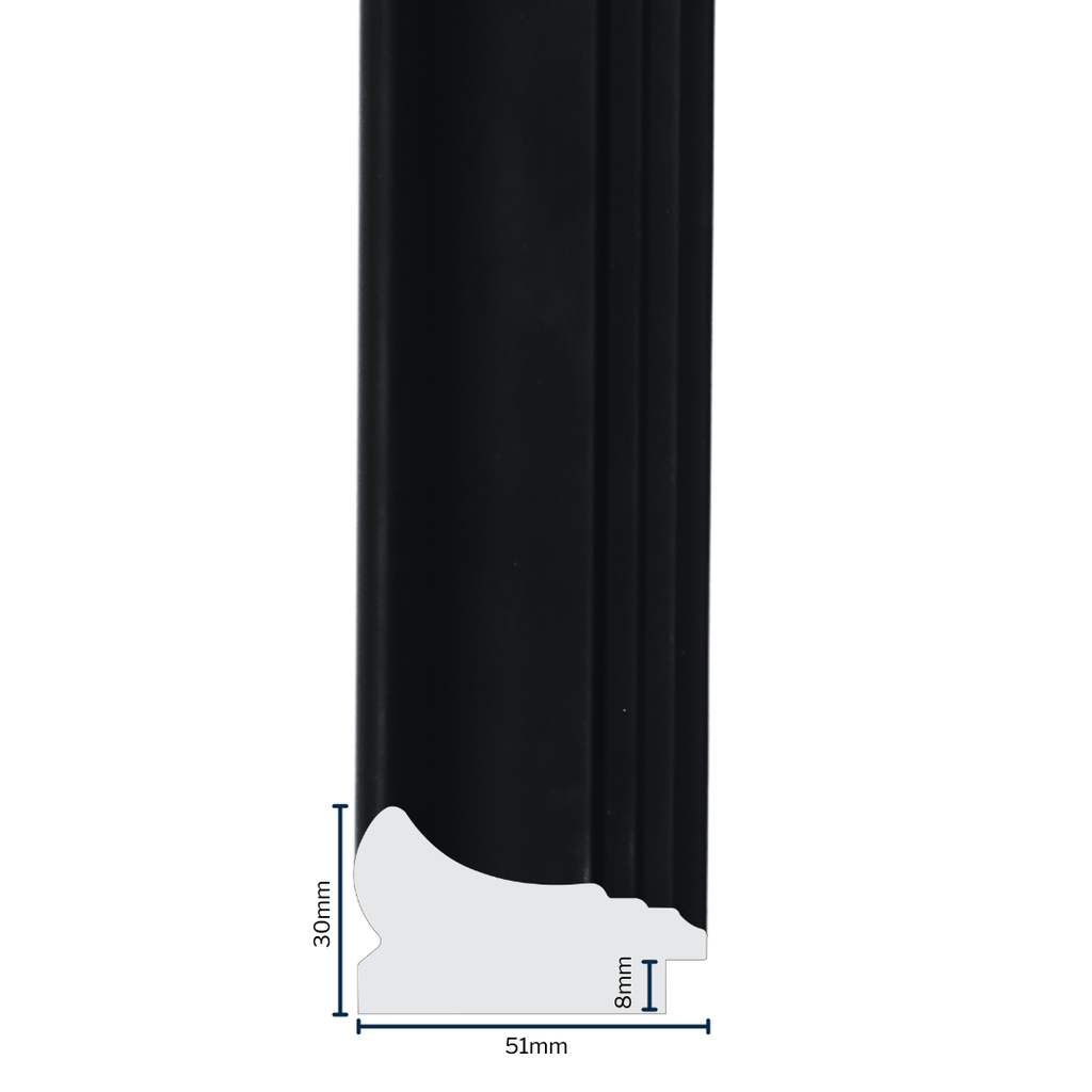 PS Moulding W 51 X H 30 X L 2900mm Matt Black