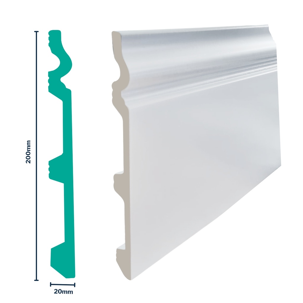 HDPS Skirting H 200 X W 20 X L 2700mm White