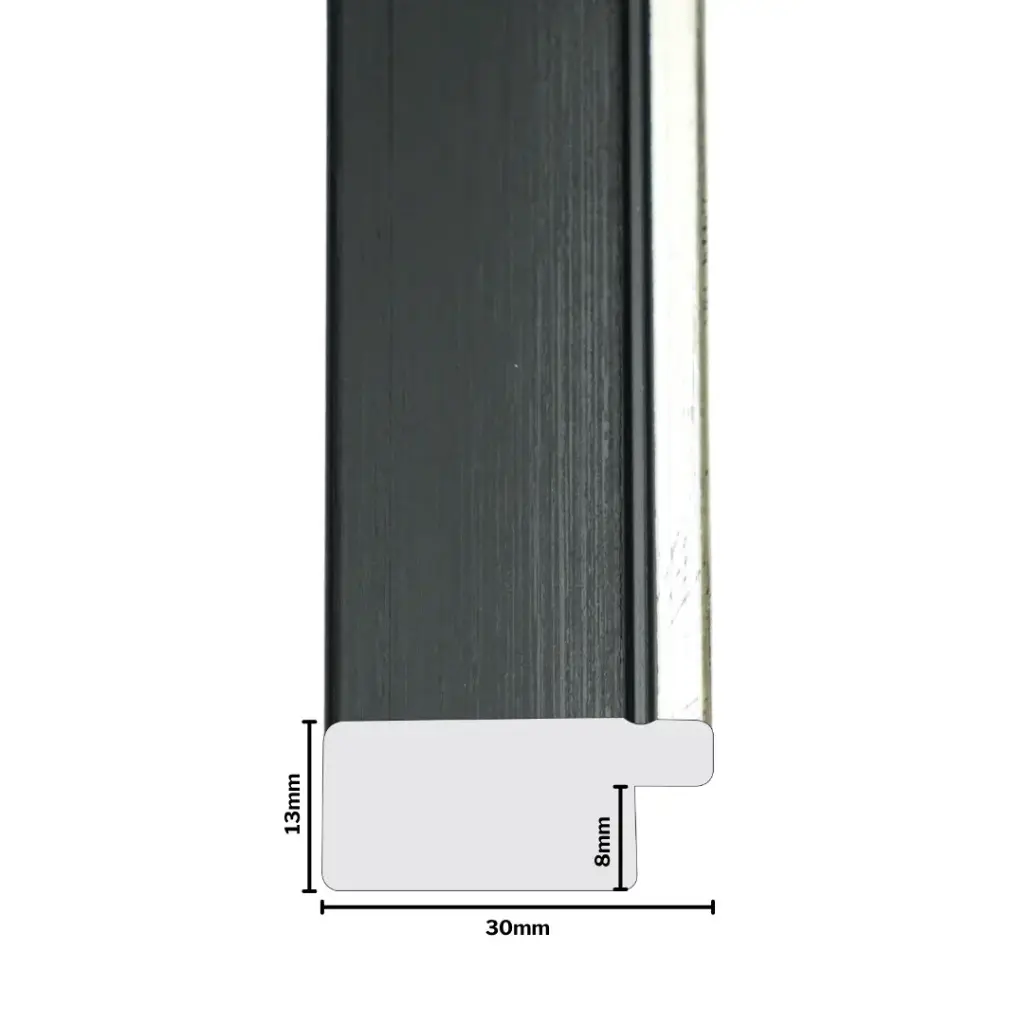 PS Moulding W 30 X H 13 X L 2900mm Black & Sliver