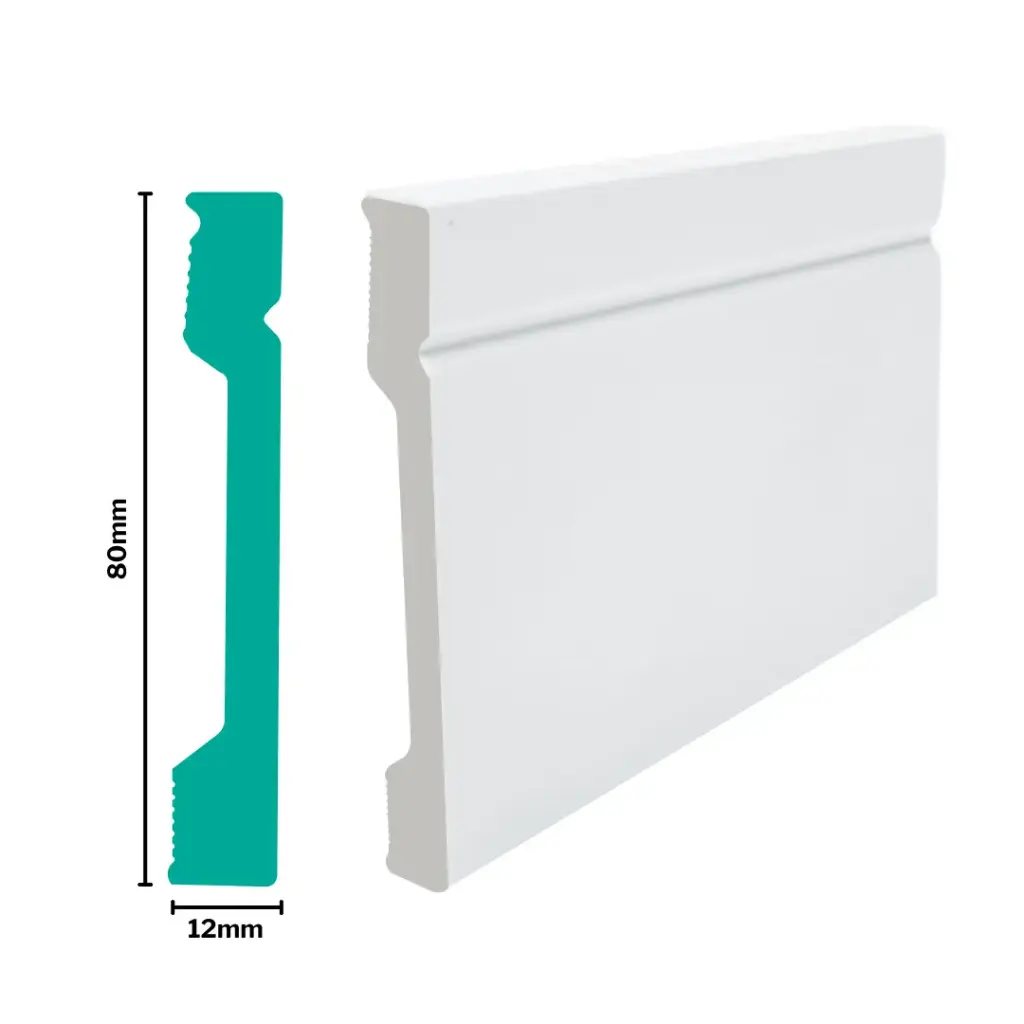 HDPS Skirting H 80 X W 12 X L 2700mm White