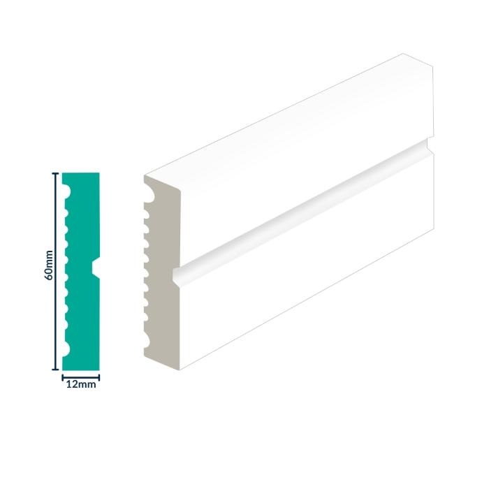 HDPS Architrave H 60 X W 12 X L 2450mm White 
