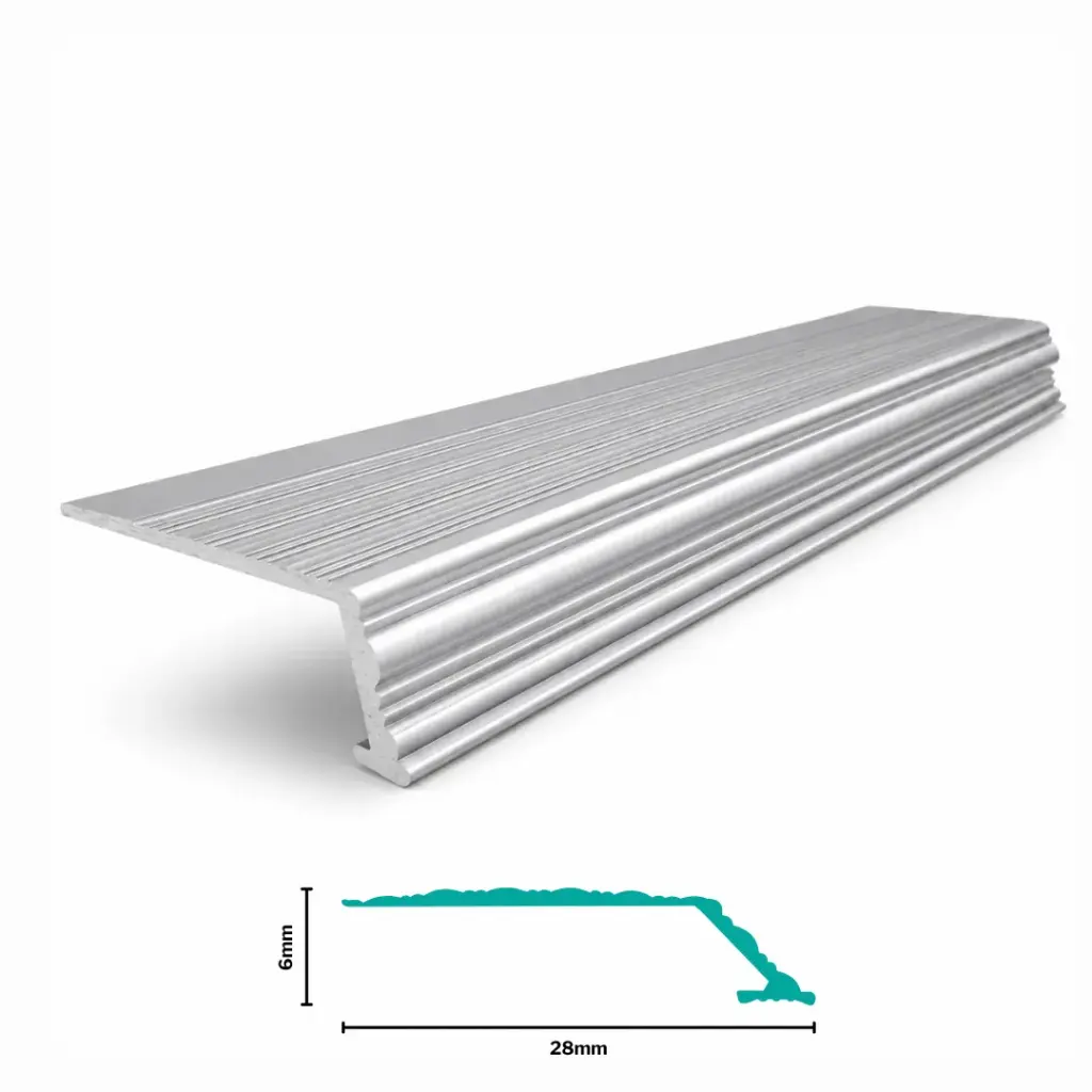 Aluminium Flooring Profile Cover Tread H 6 X W 28 X L 2700mm Silver 