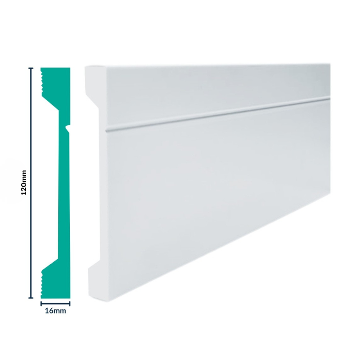 HDPS Skirting H 120 X W 16 X L 2700mm White