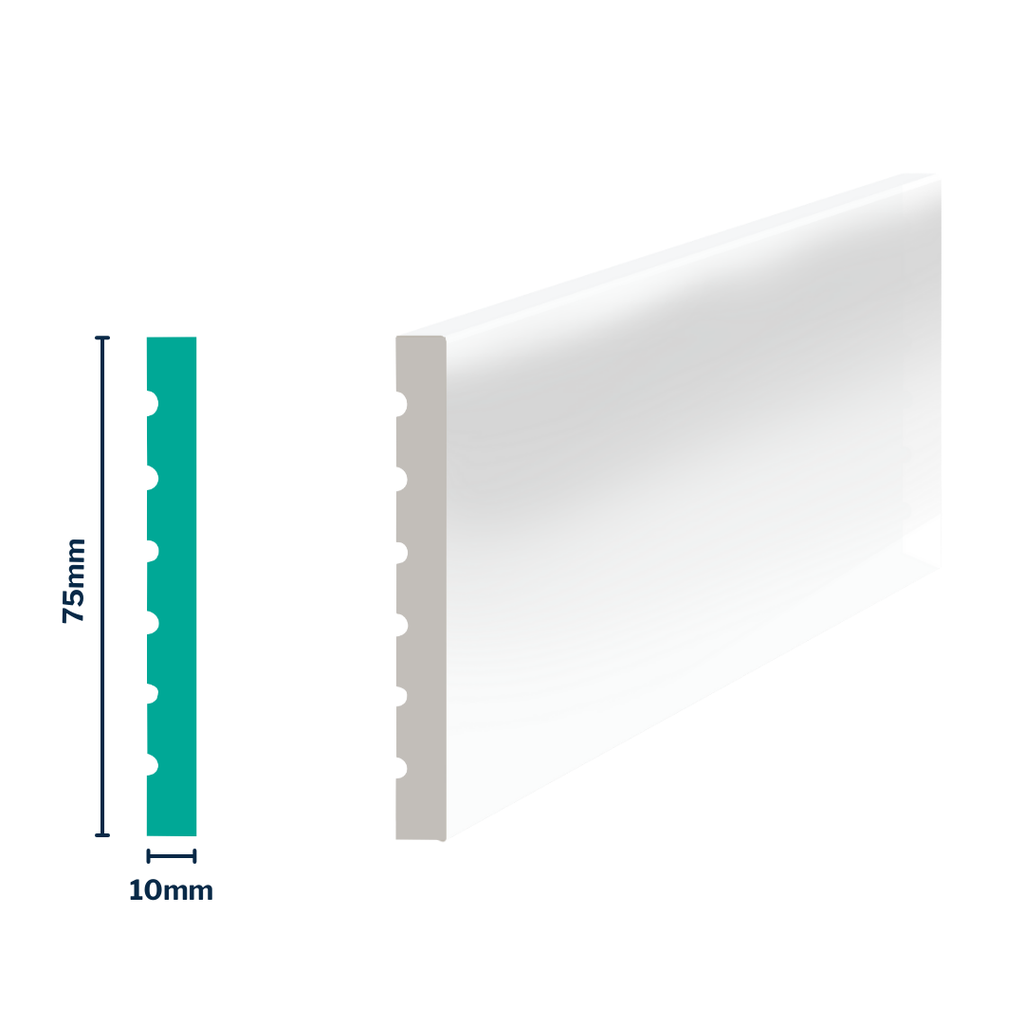 HDPS Skirting H 75 X W 10 X L 2700mm White 
