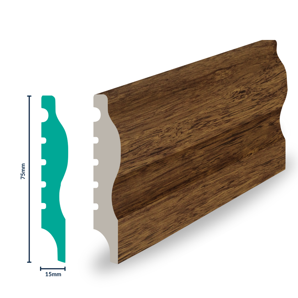 HDPS Skirting H 75 X W 15 X L 2700mm Coffee Bamboo 
