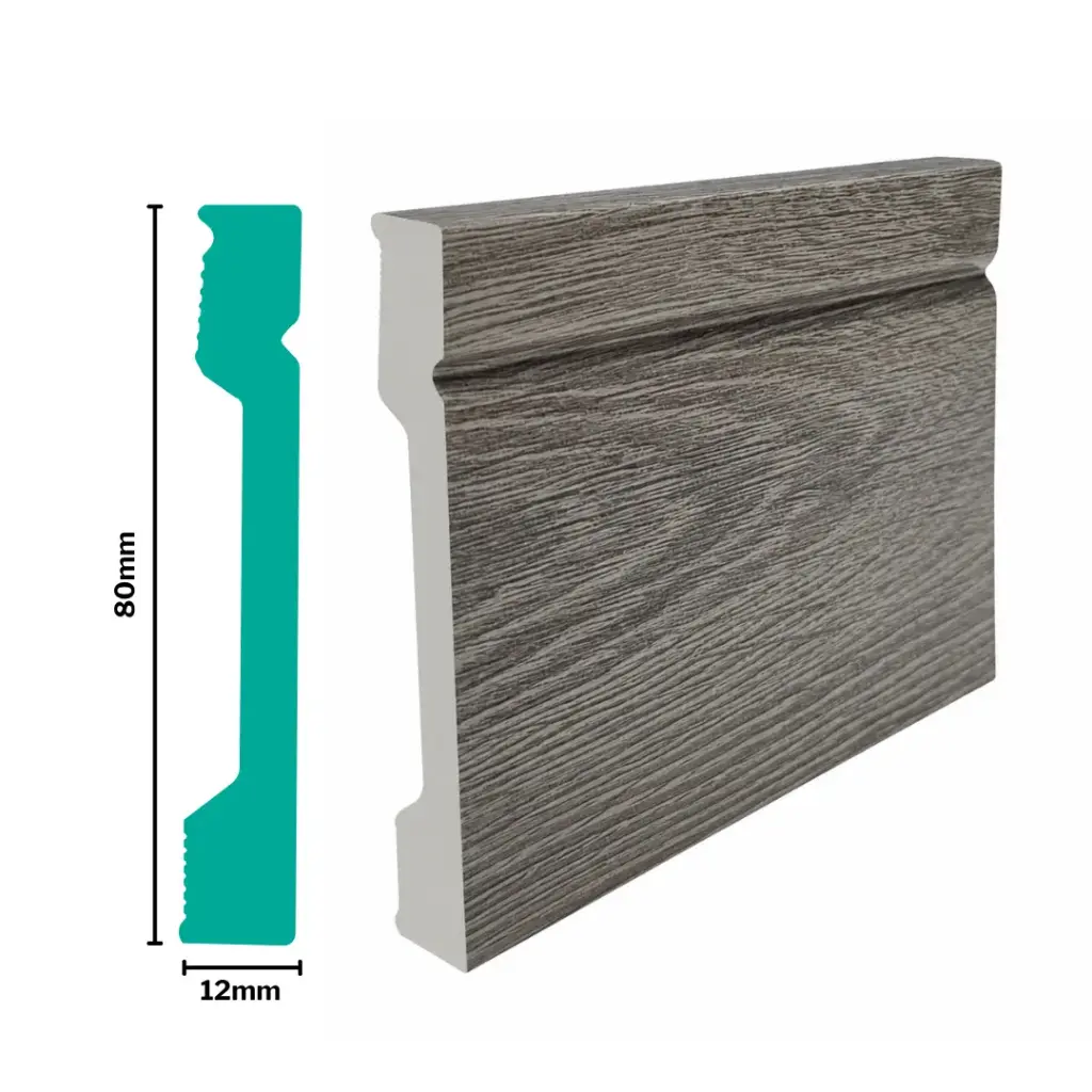 HDPS Skirting H 80 X W 12 X L 2700mm Ash